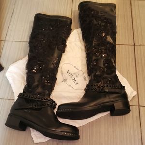 Italian over the knee black embellished boots